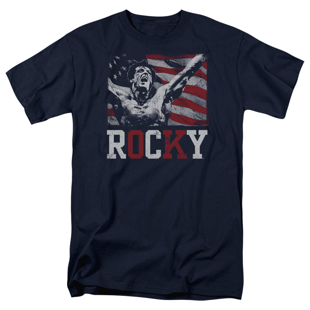 Rocky Flag Champion Mens T Shirt Navy Blue Officially Licensed