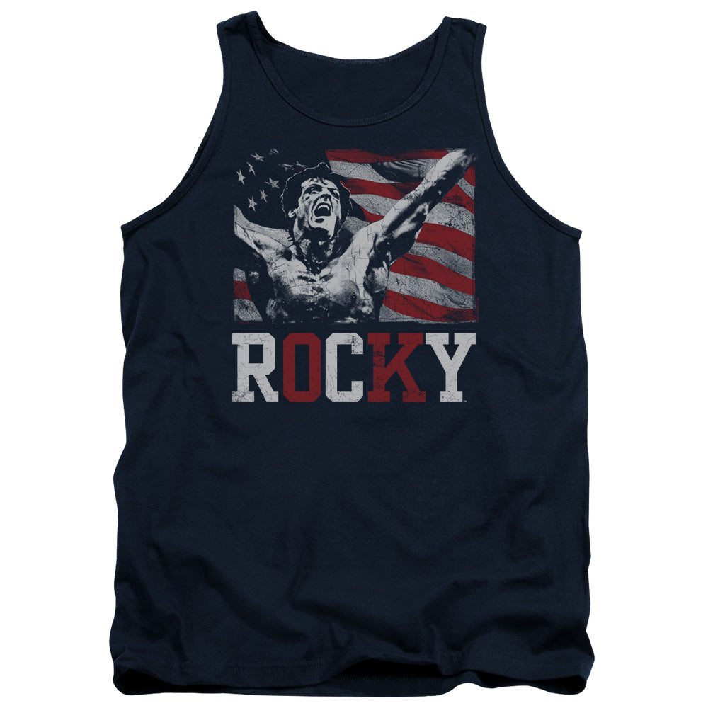 Rocky Flag Champion Mens Tank Top Shirt Navy Blue Officially Licensed