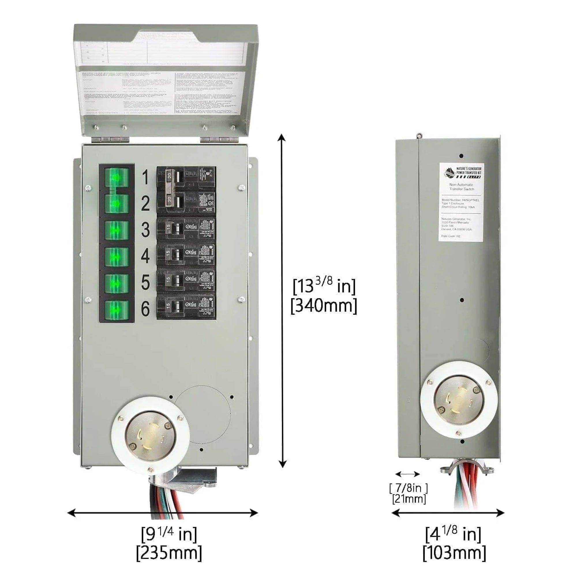 Refurbished - Nature's Generator 120V/240V 30A 6-Circuit Manual Transfer Switch