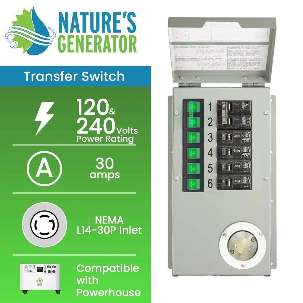 Refurbished - Nature's Generator 120V/240V 30A 6-Circuit Manual Transfer Switch