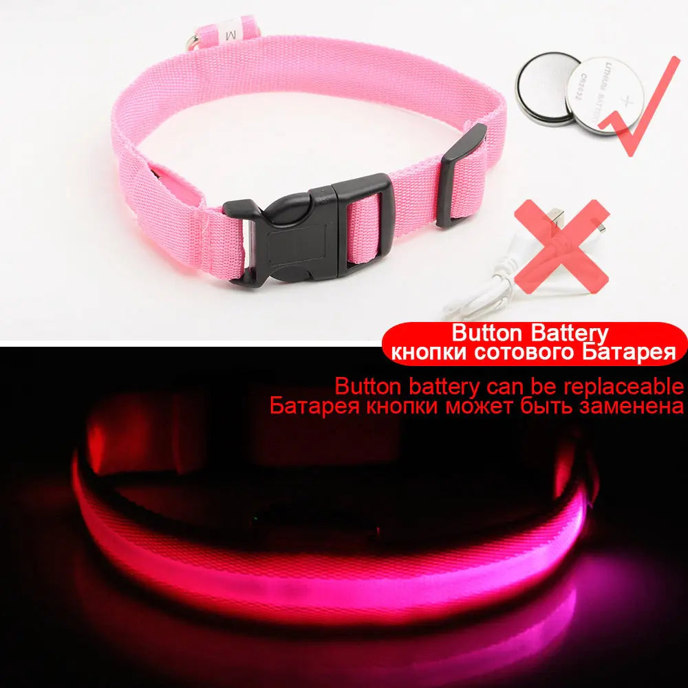 LED Dog Collar - Anti-Lost Rechargeable Safety Light-Up Collar for Night Walks