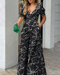 Deep V Neck New Color Slim Fit Waist One-Piece Trousers