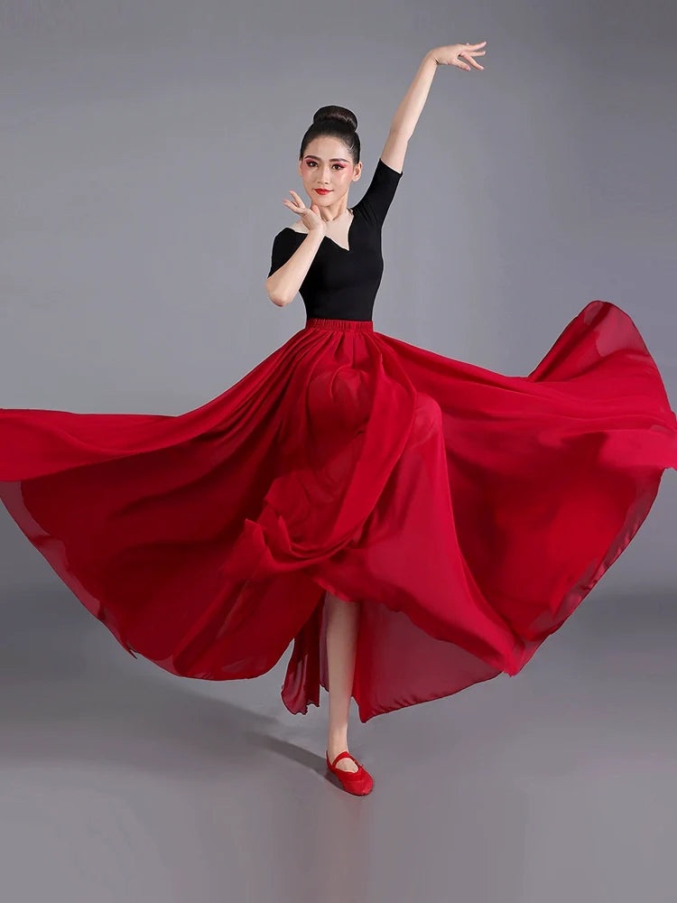 720-Degree Large Hem Half-Length Yarn Dance  Skirt