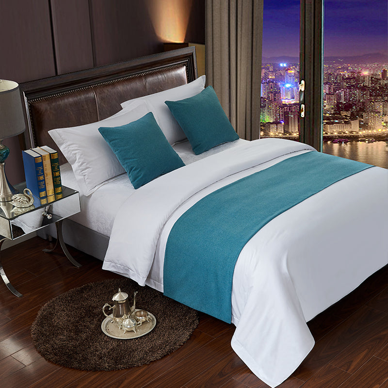 Hotel Bedding Decorative Cloth Bed Runner Bedspread Pure Color