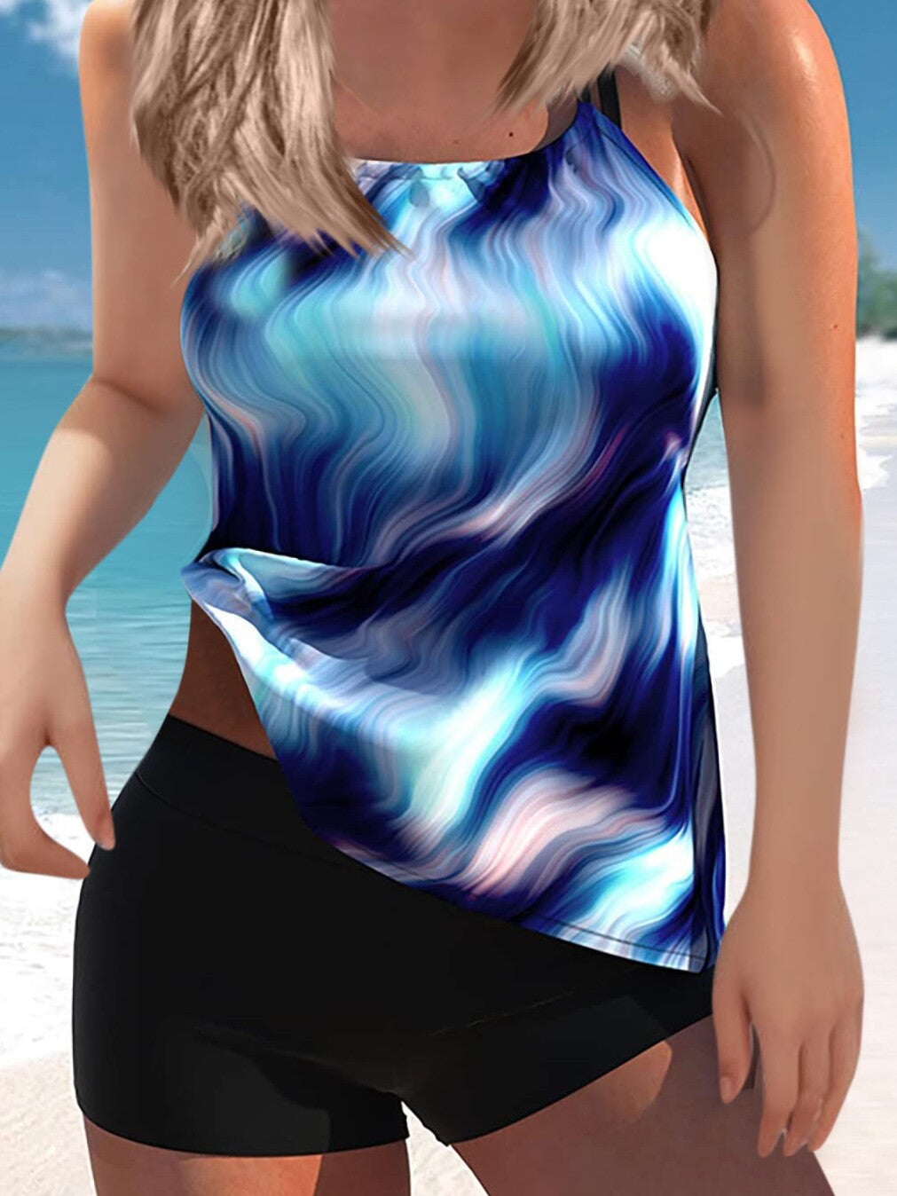 Women Swimsuit Separate Boxer plus Size