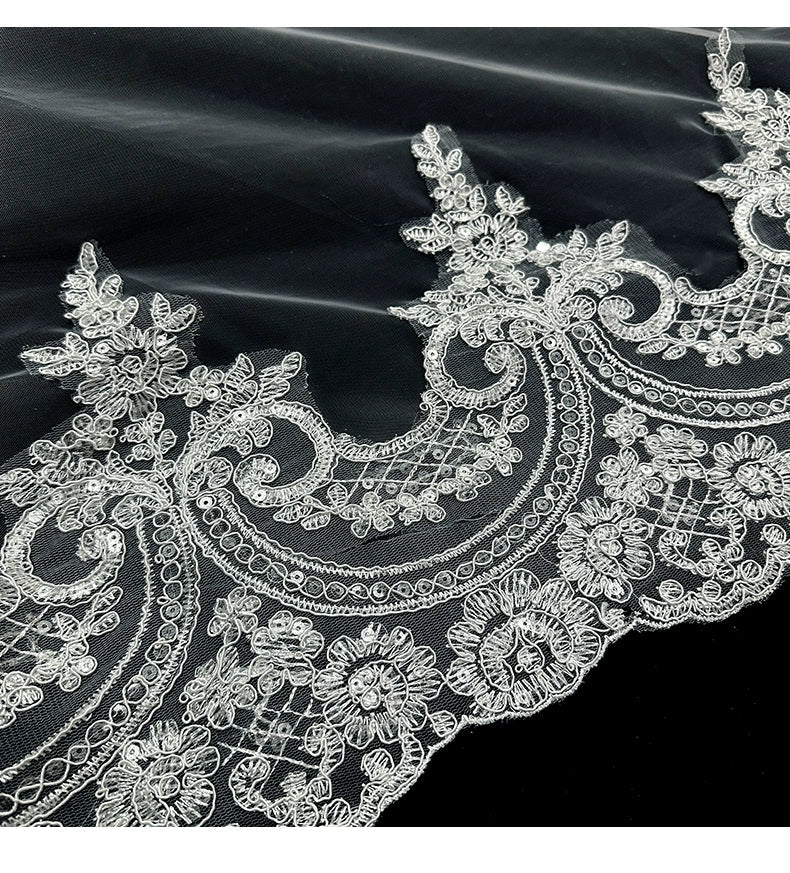 Luxury Long Large Trailing French Retro Lace Wedding Dress