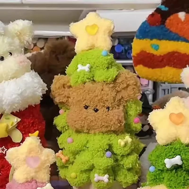 Christmas Tree Coral Fleece Twisted Stick Puppy Gift Diy Material
