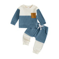Boys' Waffle Color Matching Pocket Two-piece Set
