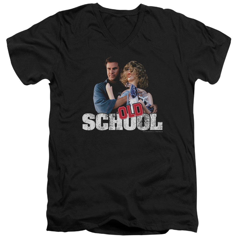 Old School Frank And Friend Mens Slim Fit V-Neck T Shirt Black Officially Licensed