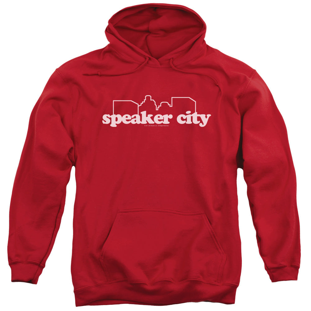 Old School Speaker City Logo Mens Hoodie Red Officially Licensed