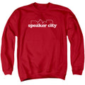 Old School Speaker City Logo Mens Crewneck Sweatshirt Red Officially Licensed