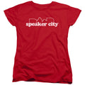 Old School Speaker City Logo Womens T Shirt Red Officially Licensed