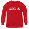 Old School Speaker City Logo Long Sleeve Kids Youth T Shirt Red Officially Licensed