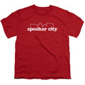 Old School Speaker City Logo Kids Youth T Shirt Red Officially Licensed