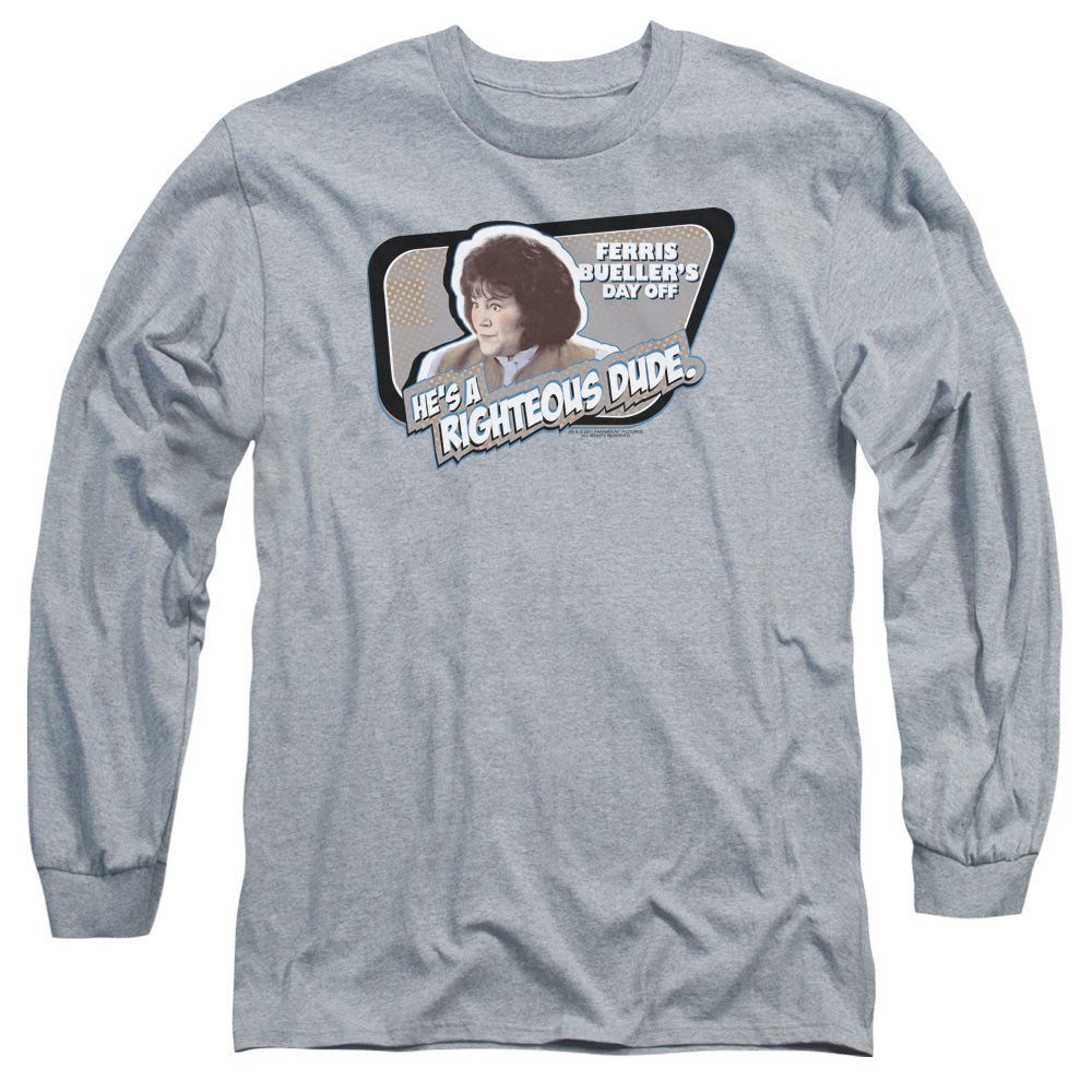 Ferris Bueller Grace Mens Long Sleeve Shirt Athletic Heather Officially Licensed Officially Licensed