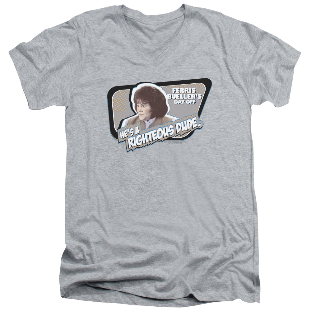 Ferris Buellers Day Off Grace Mens Slim Fit V-Neck T Shirt Athletic Heather Officially Licensed