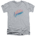 Flashdance Spray Logo Mens Slim Fit V-Neck T Shirt Athletic Heather Officially Licensed