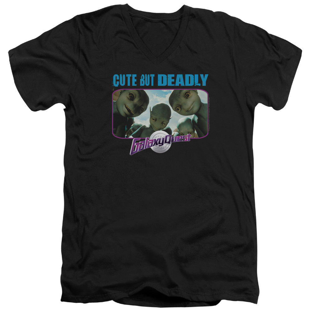 Galaxy Quest Cute But Deadly Mens Slim Fit V-Neck T Shirt Black Officially Licensed