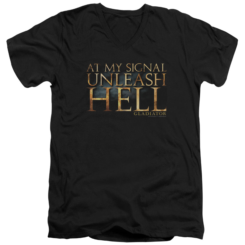 Gladiator Unleash Hell Mens Slim Fit V-Neck T Shirt Black Officially Licensed