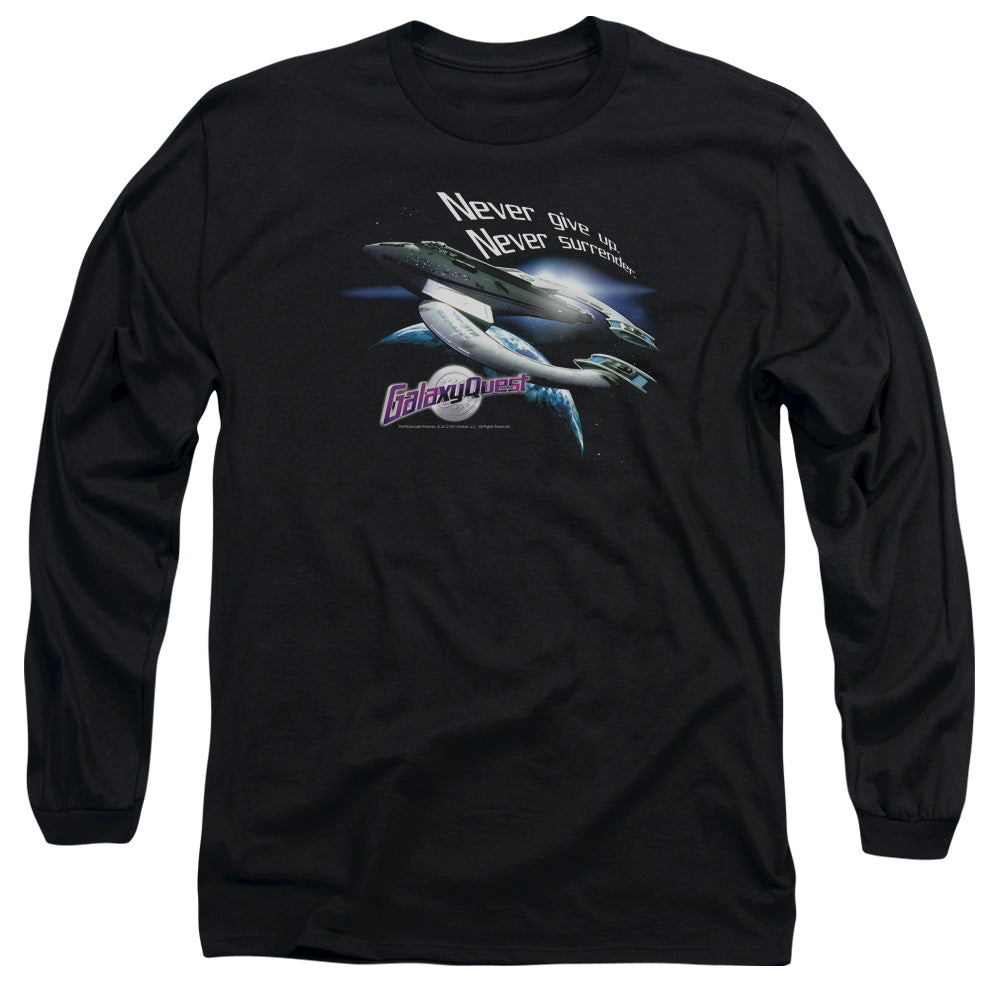 Galaxy Quest Never Surrender Mens Long Sleeve Shirt Black Officially Licensed Officially Licensed