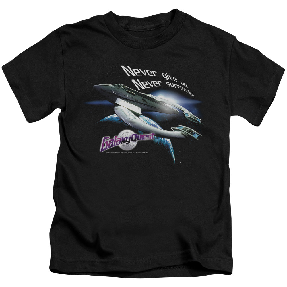 Galaxy Quest Never Surrender Juvenile Kids Youth T Shirt Black Officially Licensed