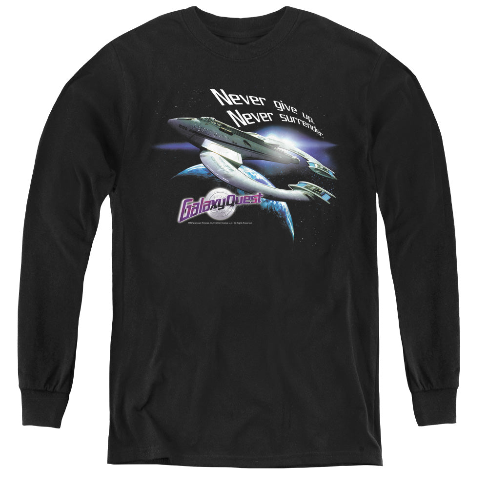 Galaxy Quest Never Surrender Long Sleeve Kids Youth T Shirt Black Officially Licensed