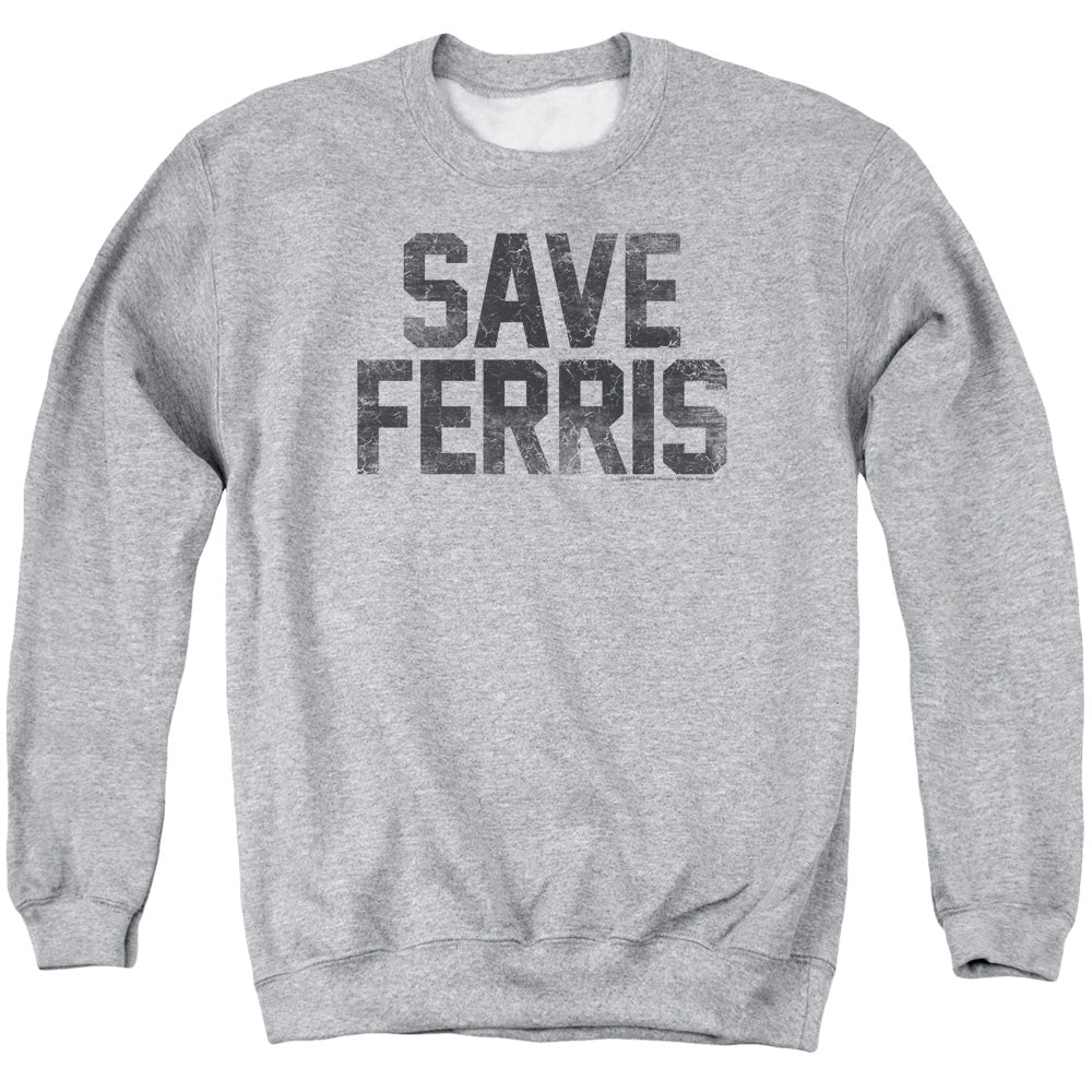 Ferris Bueller Save Ferris Mens Crewneck Sweatshirt Athletic Heather