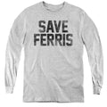 Ferris Buellers Day Off Save Ferris Long Sleeve Kids Youth T Shirt Athletic Heather Officially Licensed