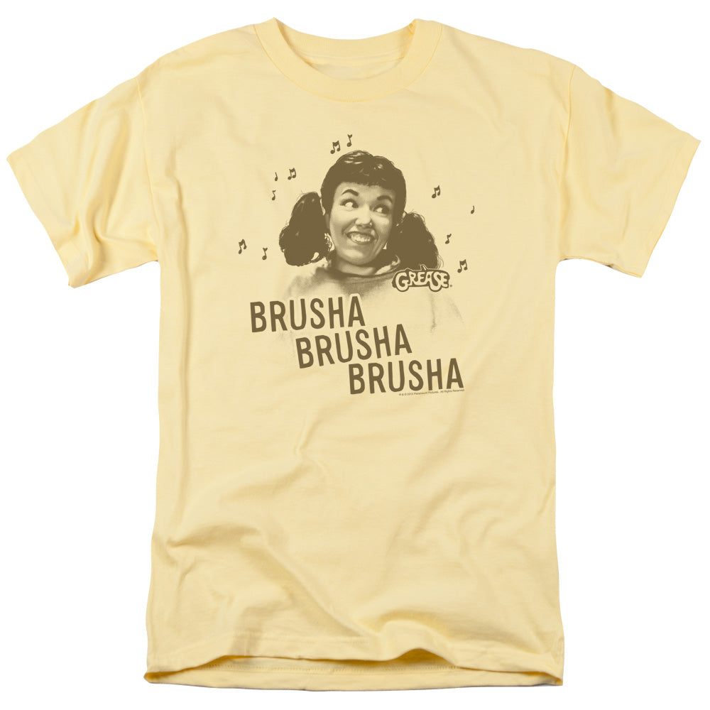 Grease Brusha Brusha Brusha Mens T Shirt Yellow Officially Licensed