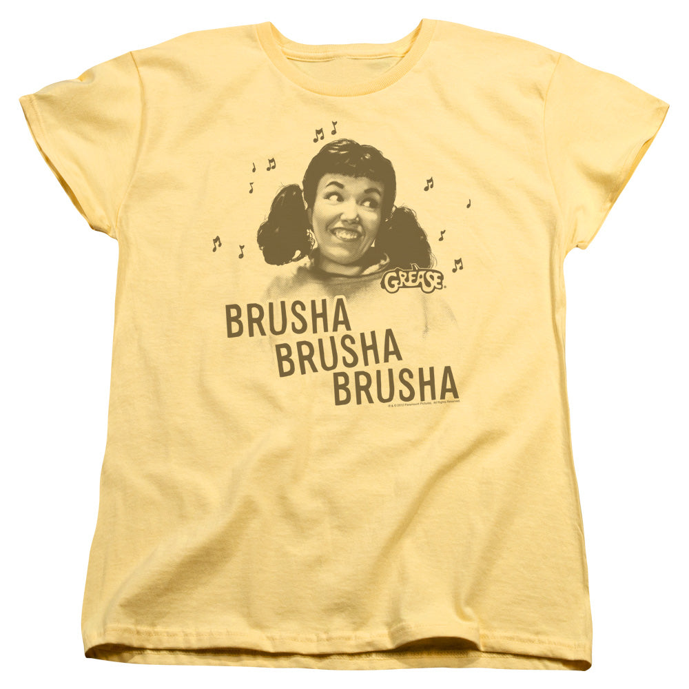 Grease Brusha Brusha Brusha Womens T Shirt Yellow Officially Licensed
