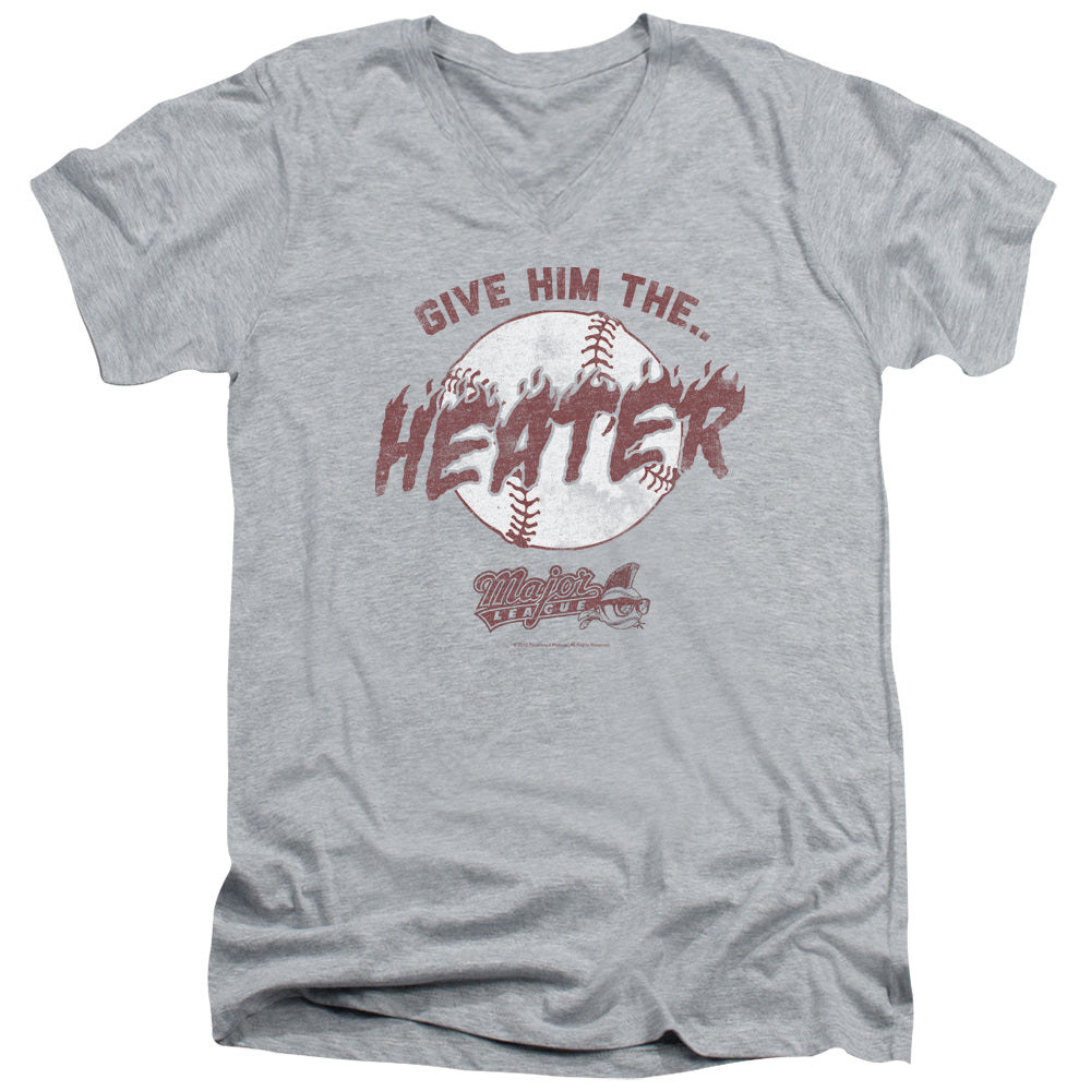 Major League The Heater Mens Slim Fit V-Neck T Shirt Athletic Heather Officially Licensed