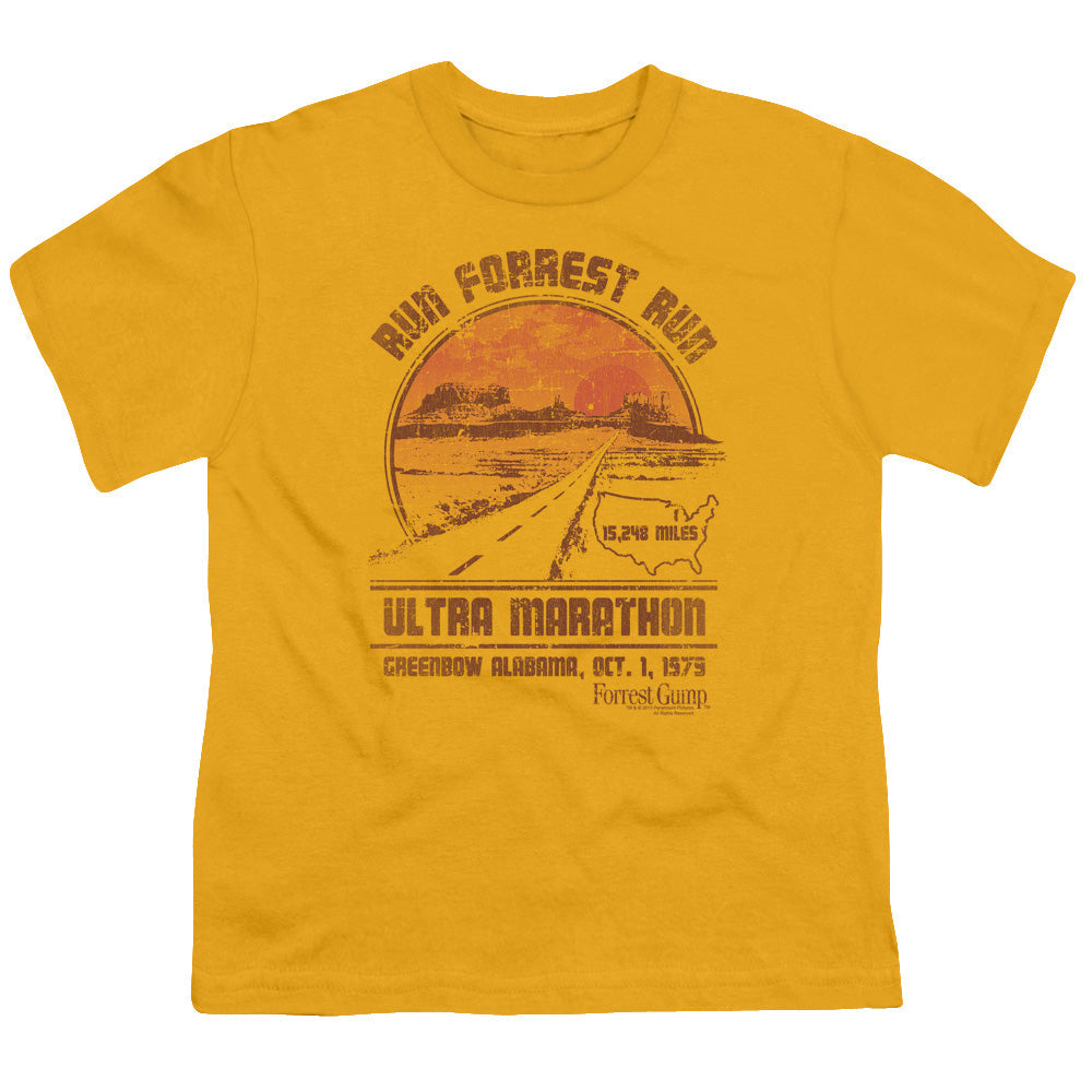Forrest Gump Ultra Marathon Kids Youth T Shirt Gold Officially Licensed
