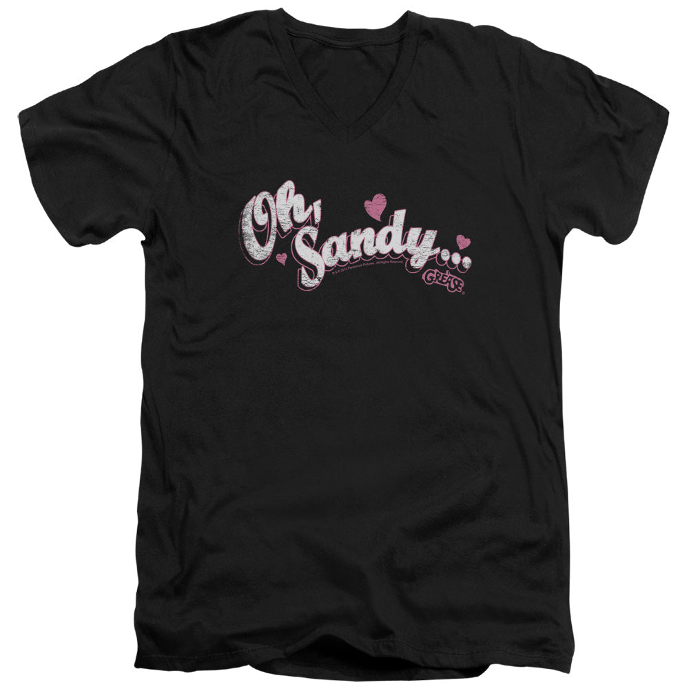 Grease Oh Sandy Mens Slim Fit V-Neck T Shirt Black Officially Licensed