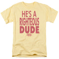 Ferris Buellers Day Off Righteous Dude Mens T Shirt Yellow Officially Licensed