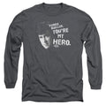 Ferris Buellers Day Off My Hero Mens Long Sleeve Shirt Charcoal Officially Licensed