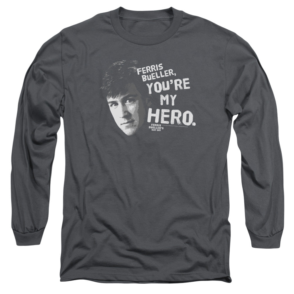Ferris Buellers Day Off My Hero Mens Long Sleeve Shirt Charcoal Officially Licensed