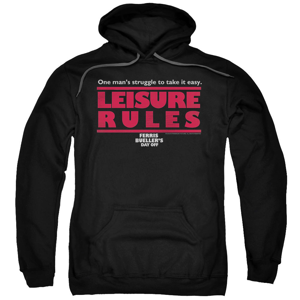 Ferris Buellers Day Off Leisure Rules Mens Hoodie Black Officially Licensed