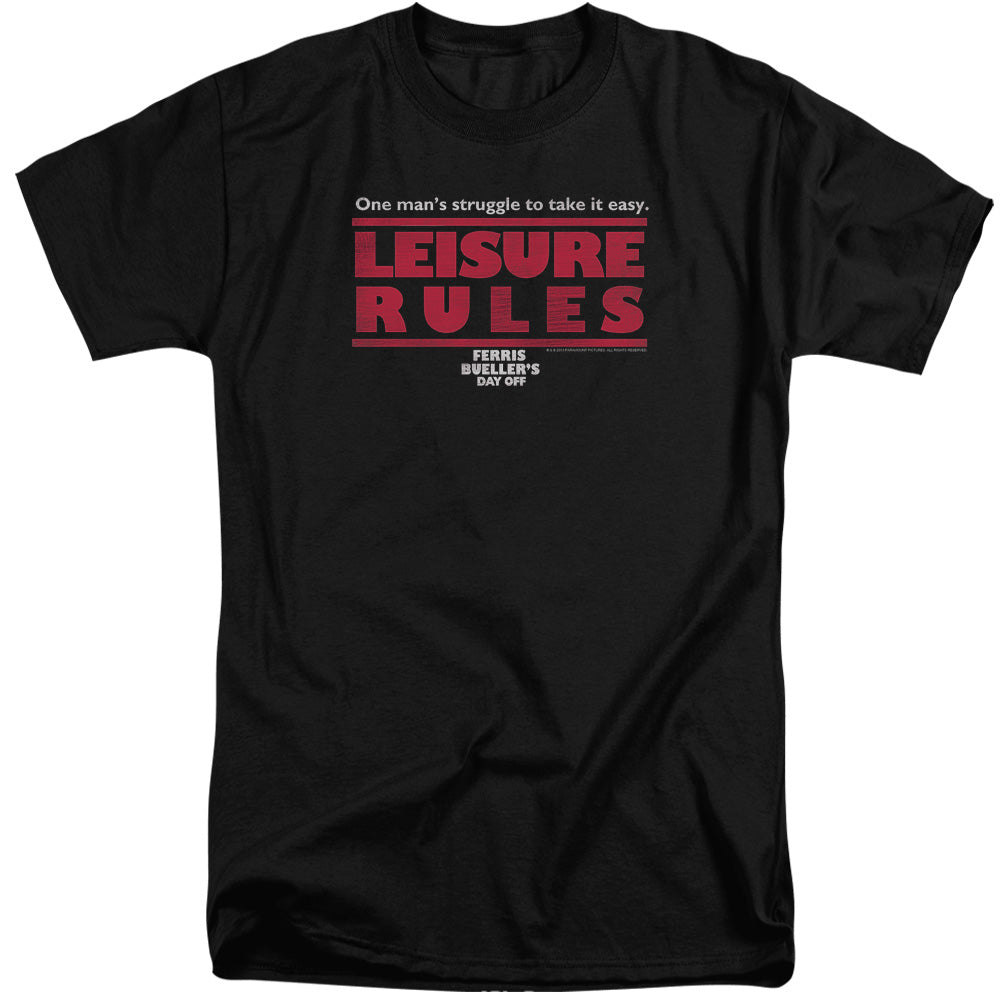 Ferris Buellers Day Off Leisure Rules Mens Tall T Shirt Black Officially Licensed