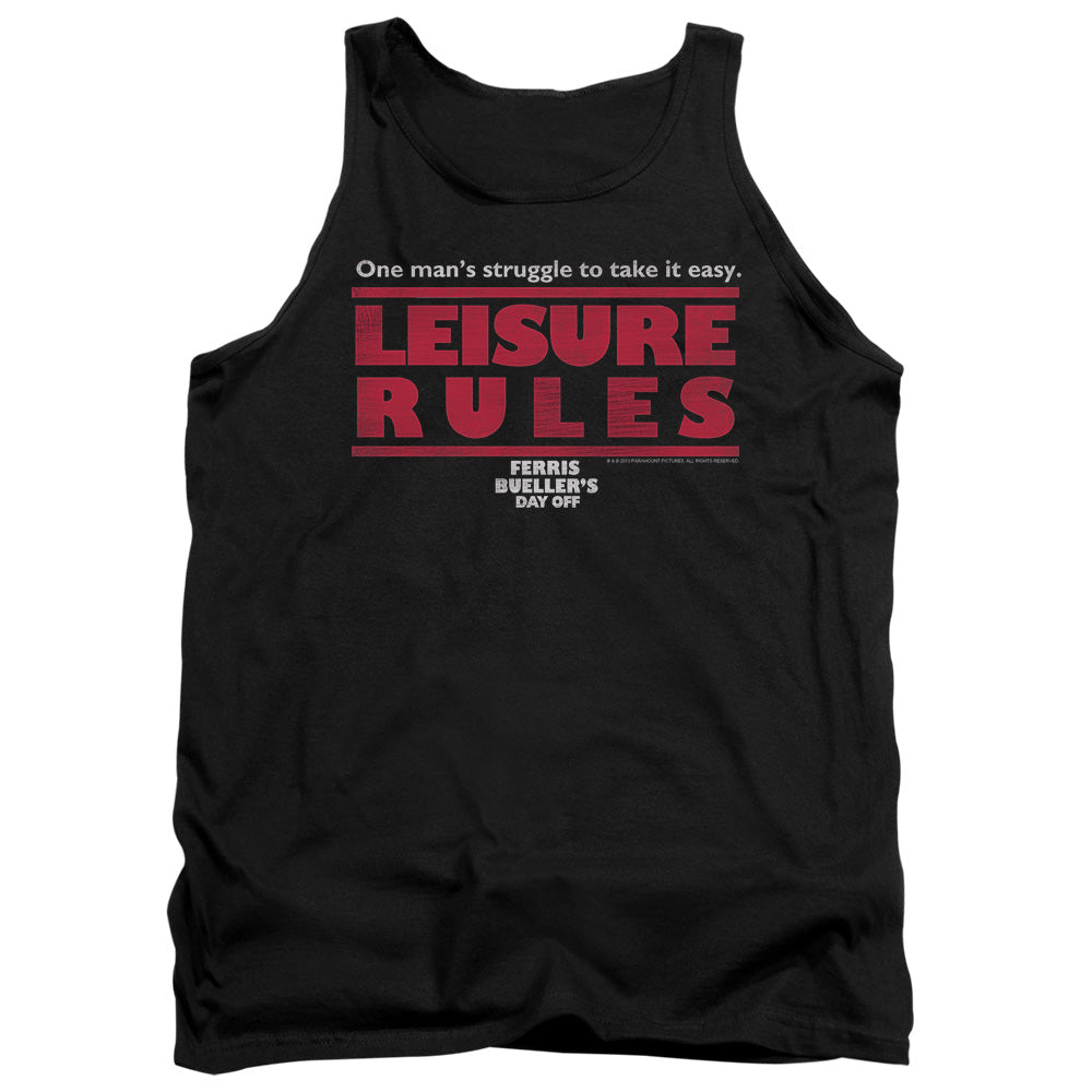Ferris Buellers Day Off Leisure Rules Mens Tank Top Shirt Black Officially Licensed