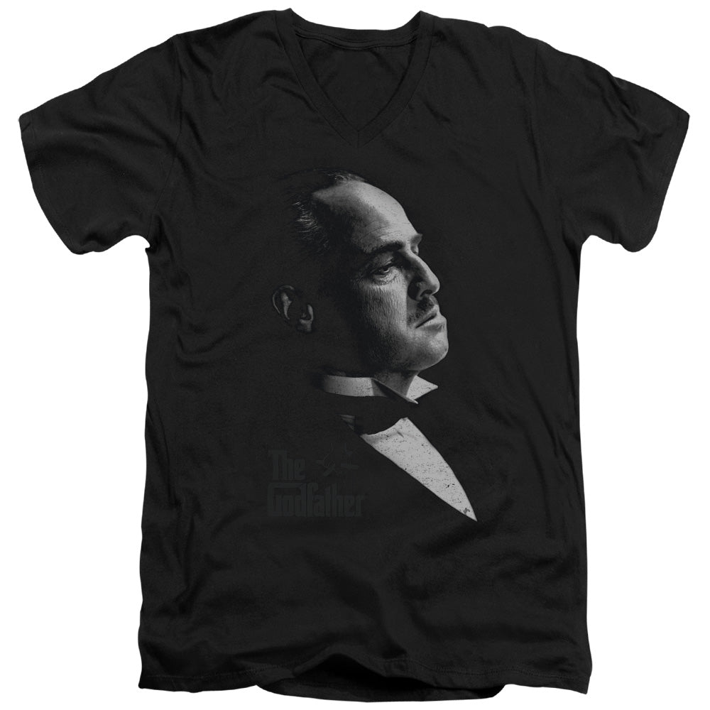 The Godfather Graphic Vito Mens Slim Fit V-Neck T Shirt Black Officially Licensed
