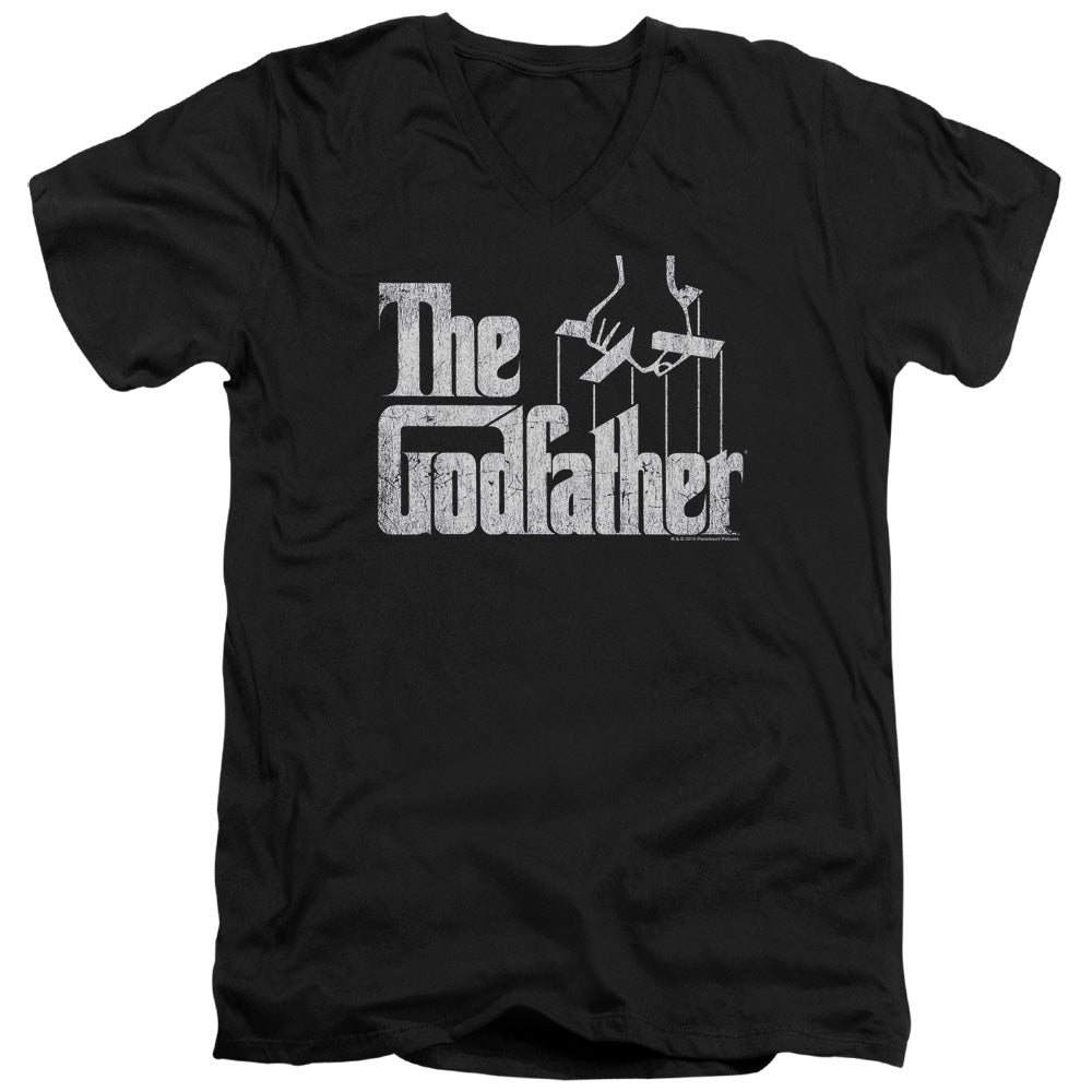 The Godfather Logo Mens Slim Fit V-Neck T Shirt Black Officially Licensed