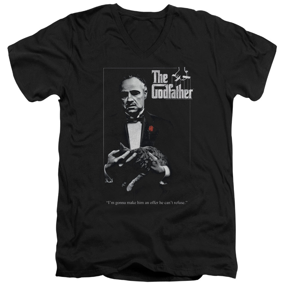 The Godfather Poster Mens Slim Fit V-Neck T Shirt Black Officially Licensed