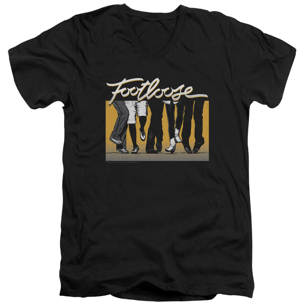Footloose Dance Party Mens Slim Fit V-Neck T Shirt Black Officially Licensed