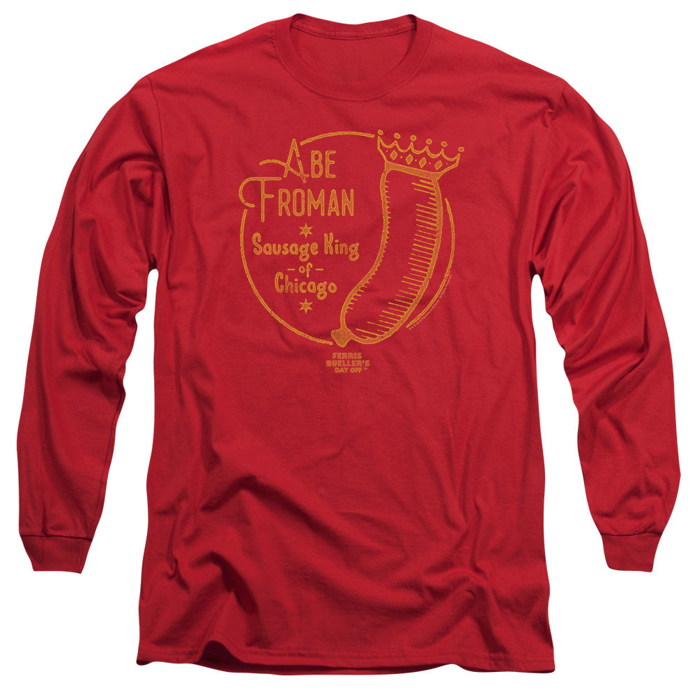 Ferris Buellers Day Off Abe Froman Mens Long Sleeve Shirt Red Officially Licensed