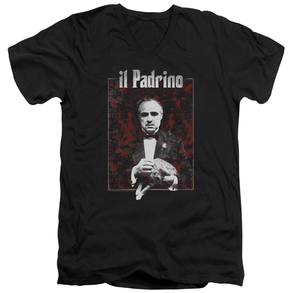 The Godfather Sangue Mens Slim Fit V-Neck T Shirt Black Officially Licensed