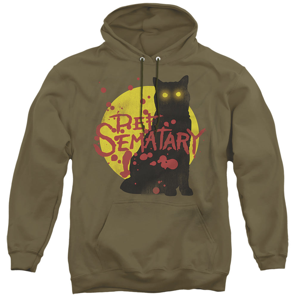 Pet Sematary Graphic Cat Mens Hoodie Military Green Officially Licensed