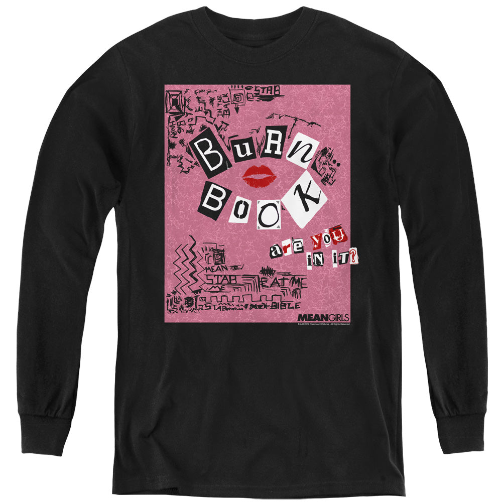 Mean Girls Burn Book Long Sleeve Kids Youth T Shirt Black Officially Licensed