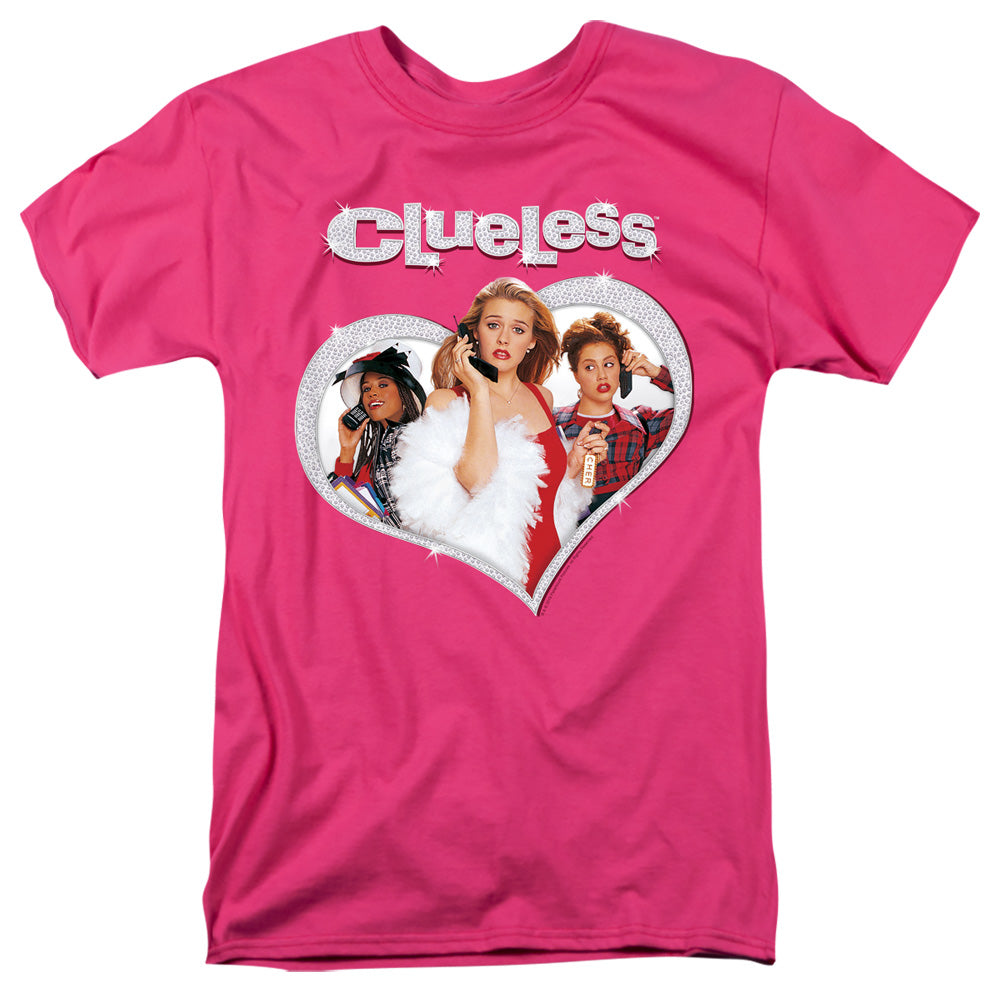 Clueless Clueless Heart Mens T Shirt Hot Pink Officially Licensed
