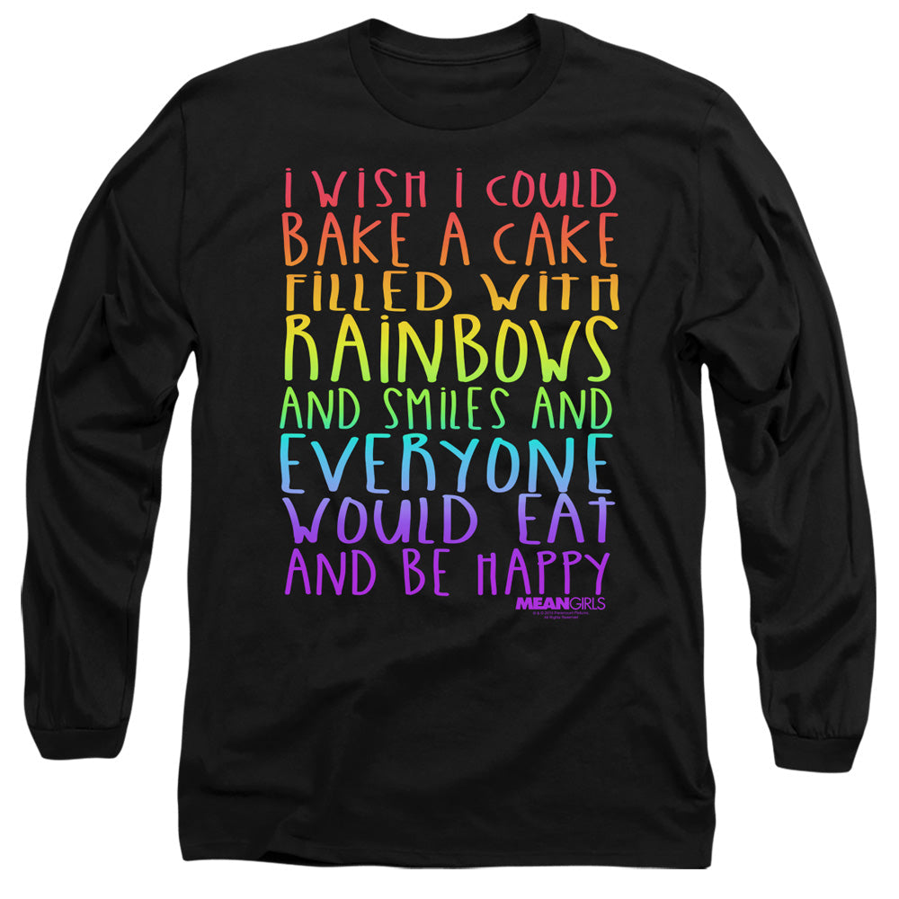Mean Girls Rainbows And Cake Mens Long Sleeve Shirt Black Officially Licensed