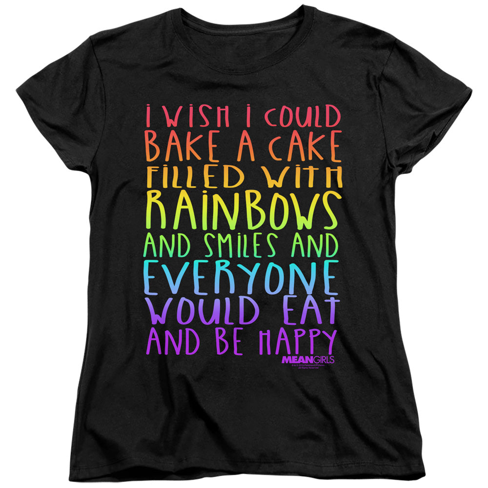 Mean Girls Rainbows And Cake Womens T Shirt Black Officially Licensed